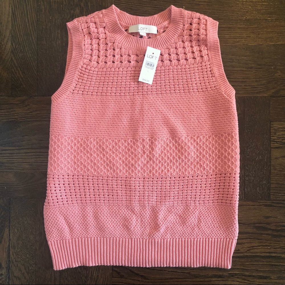 LOFT Pink Sleeveless Sweater Top